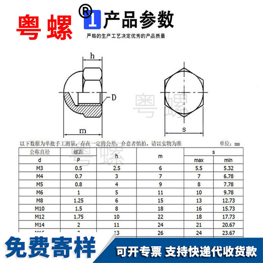 加工黑色拉薩蓋形螺母